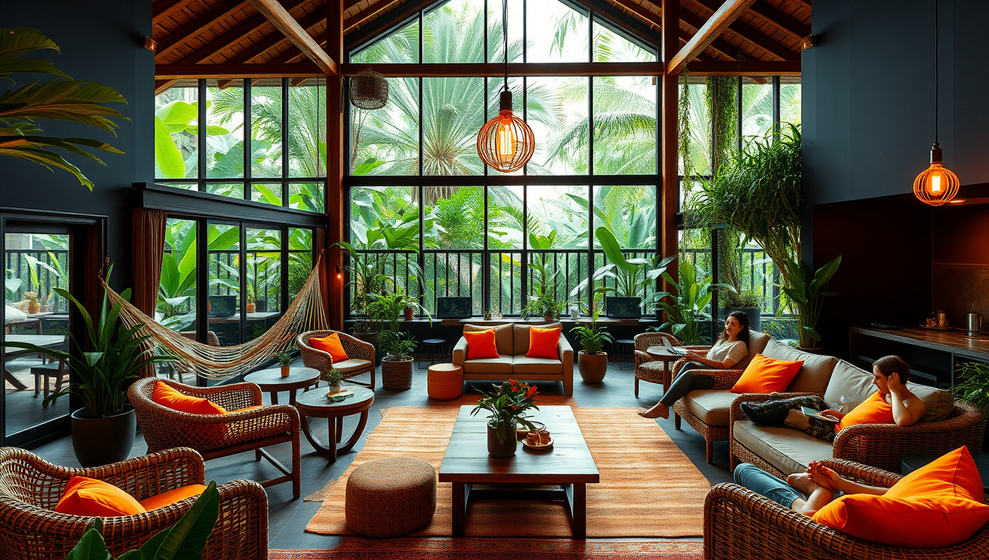Nomads co-living together in a vibrant Thailand community house